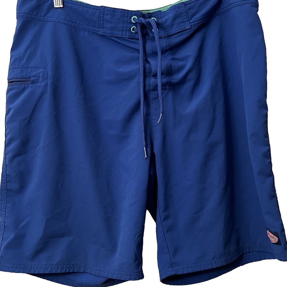 Vineyard Vines Mens Swim Trunks 36 Blue Board Shorts Tie front Zippered pocket